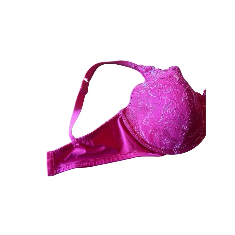 Playtex Secrets Red Lace Embroidered Underwire Bra Size 42DD Adjustable Straps‎